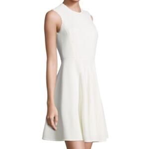 Rebecca‎ Taylor White Skater Fit and Flare Dress Textured Scallop Trim 0